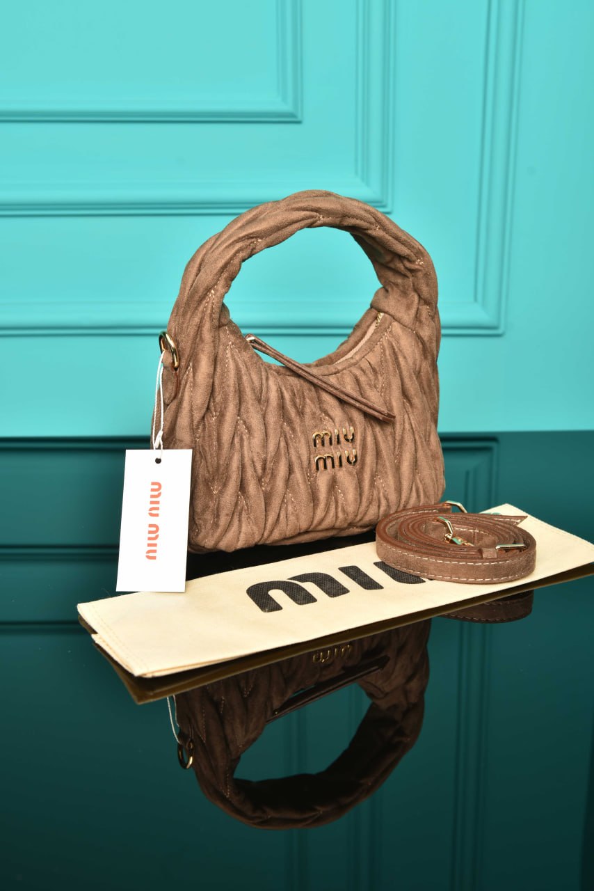 MM - Wander Matelasse Nappa Leather Hobo Mini Bag in Suede