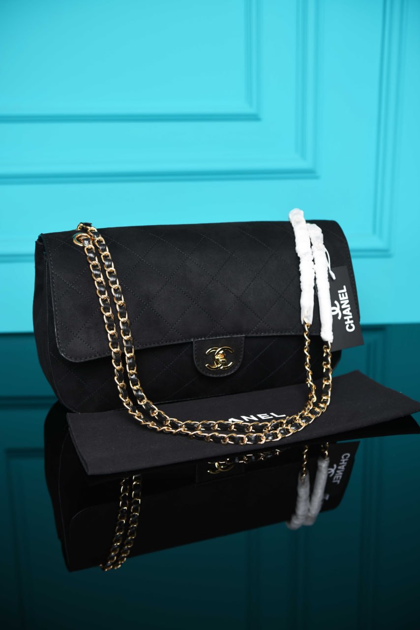 Ch - Maxi Flap Bag in Suede