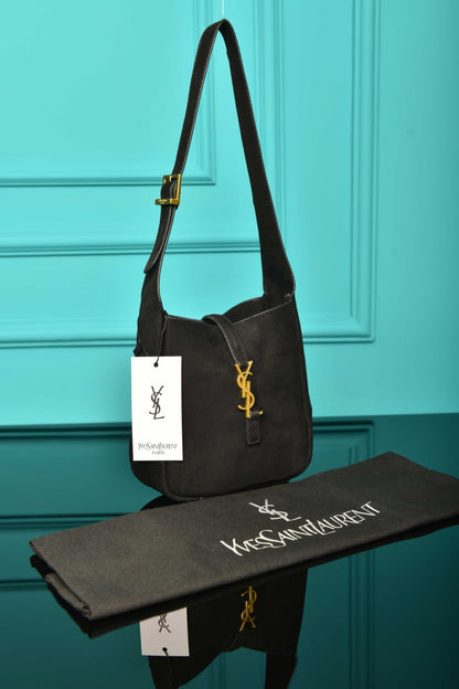 YS - Le 5 A 7 Micro Made of Grained Leather Bag in Suede