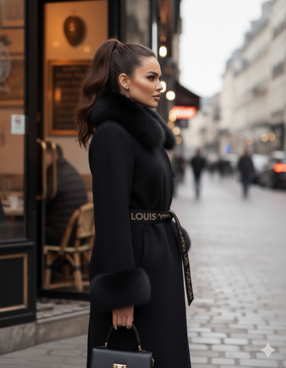 L - Fur-Lined Cashmere (Black)