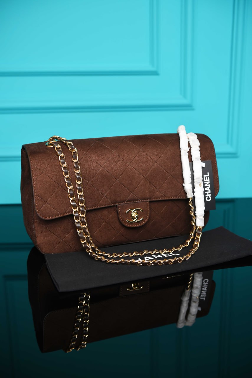 Ch - Maxi Flap Bag in Suede