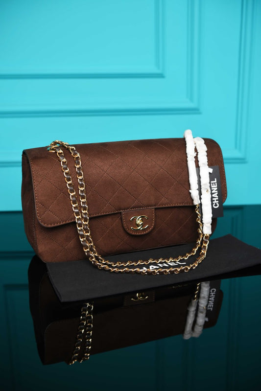 Ch - Maxi Flap Bag in Suede