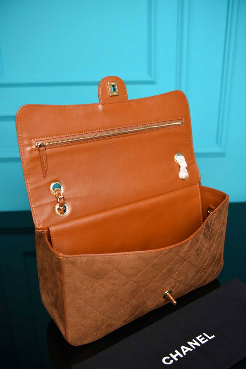 Ch - Maxi Flap Bag in Suede