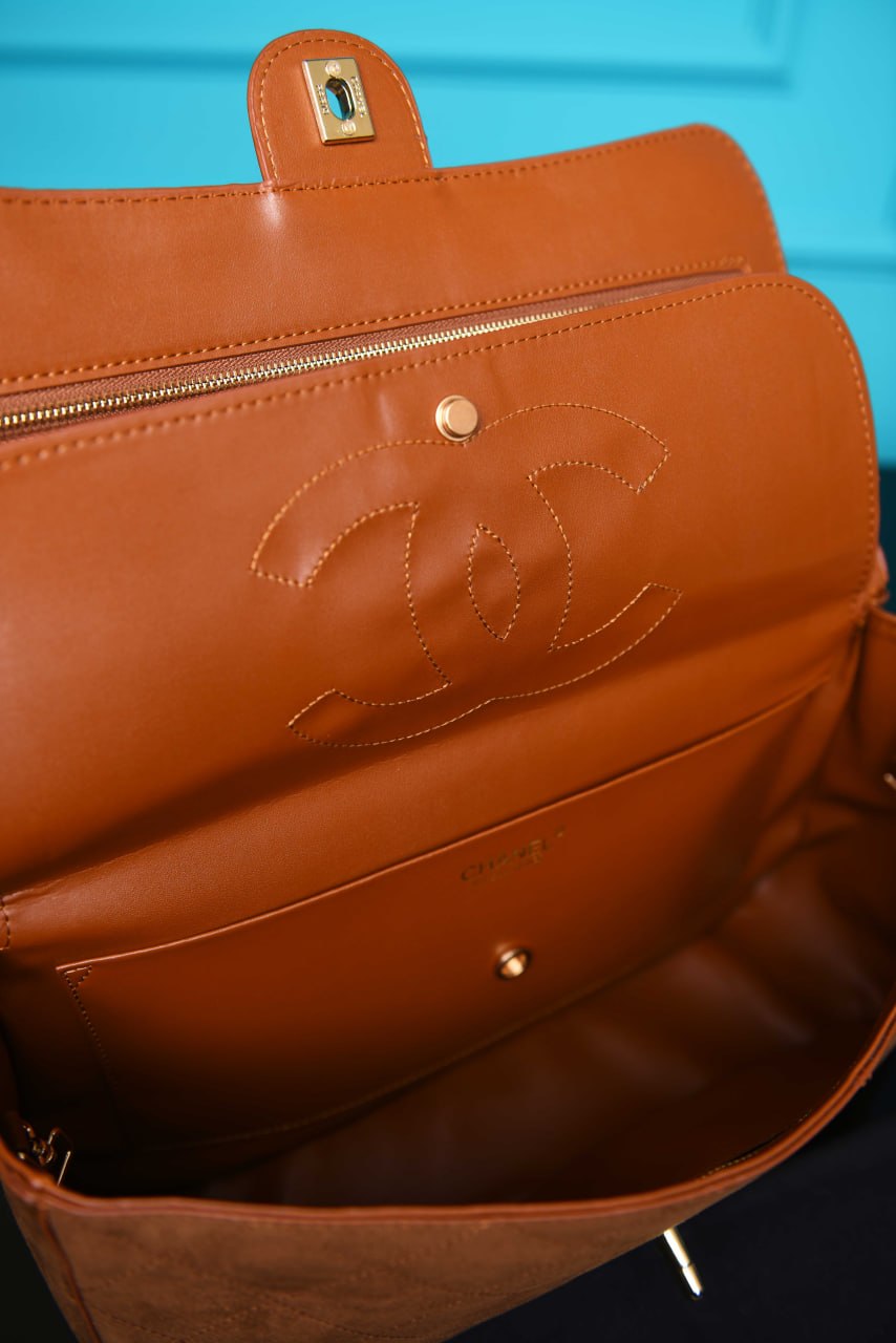 Ch - Maxi Flap Bag in Suede