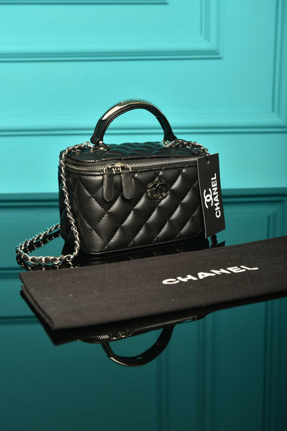 CH - Quilted Small Lambskin Vanity Case Bag