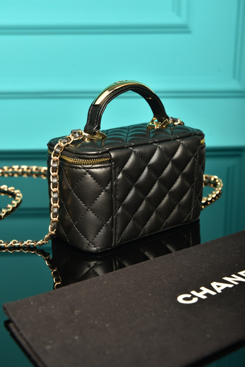 CH - Quilted Small Lambskin Vanity Case Bag